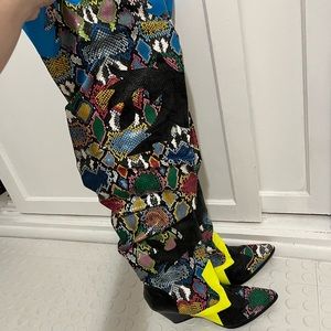 Cape Robbin colorful snakeskin thigh high boots